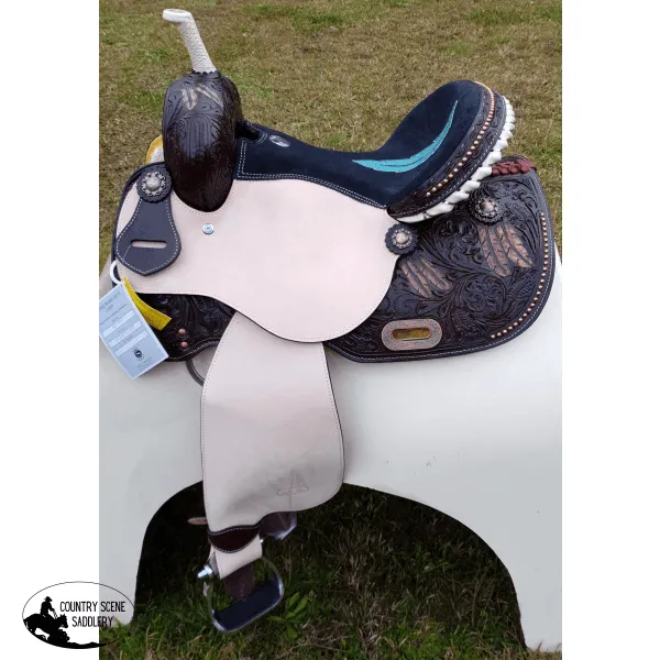 14",15",16" Circle S Barrel saddle set with feather tooling.