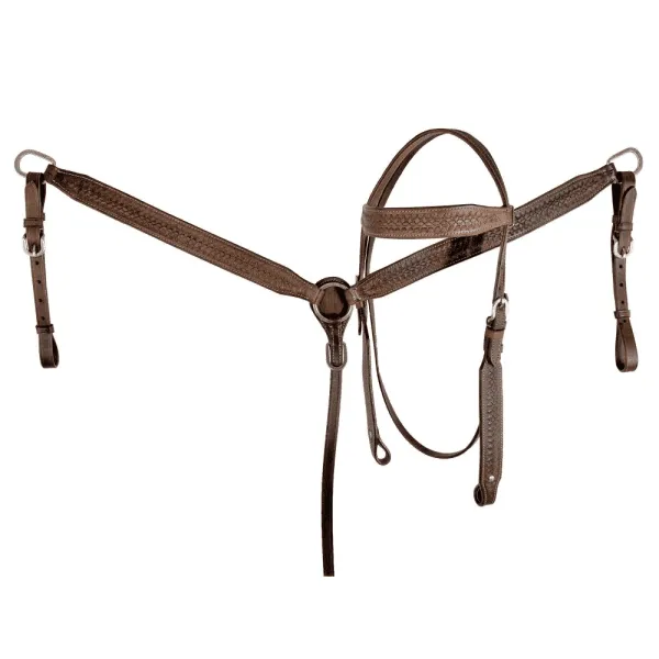 15" ,16 Full QH  Economy Barrel Style Saddle Set with basket stamp tooling.