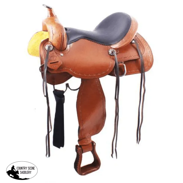 16" Circle S Trail Saddle with barbwire trim.