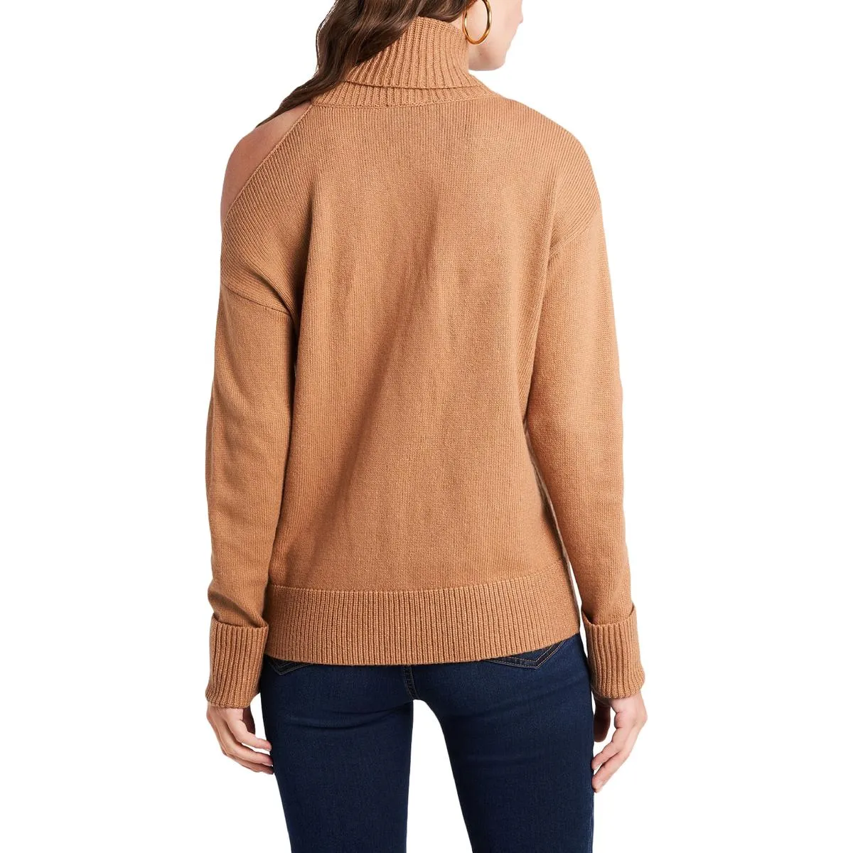 1.State Womens Cold Shoulder Long Sleeve Turtleneck Sweater