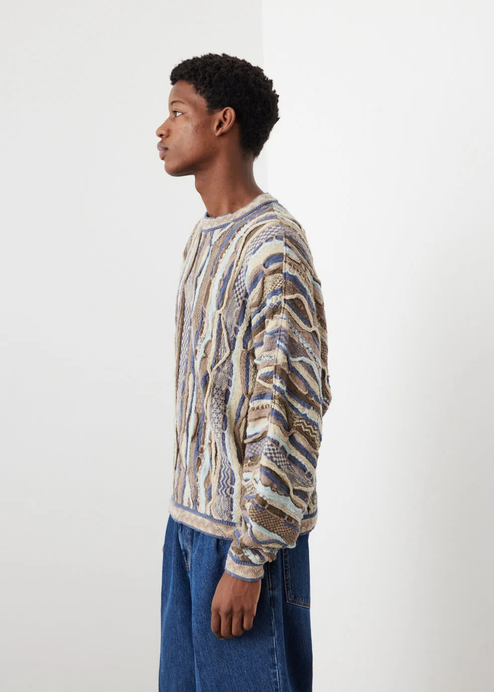 7G Knit Gaudy Crew Sweater