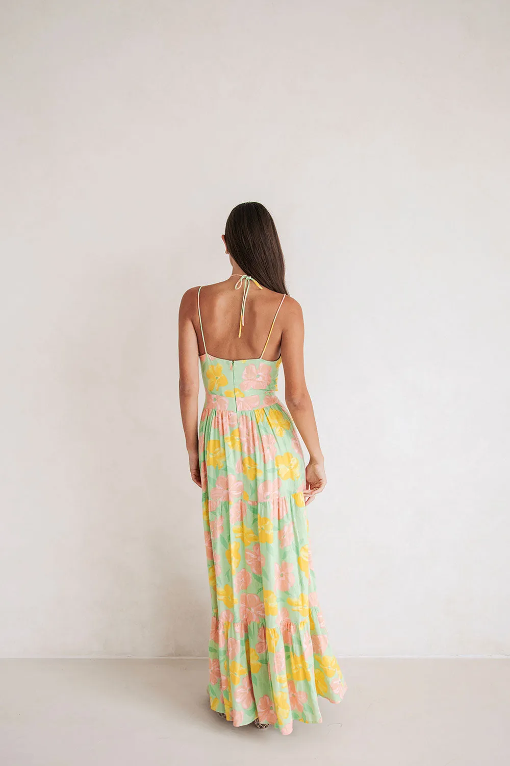 Addis Dress - Rose Fill Green