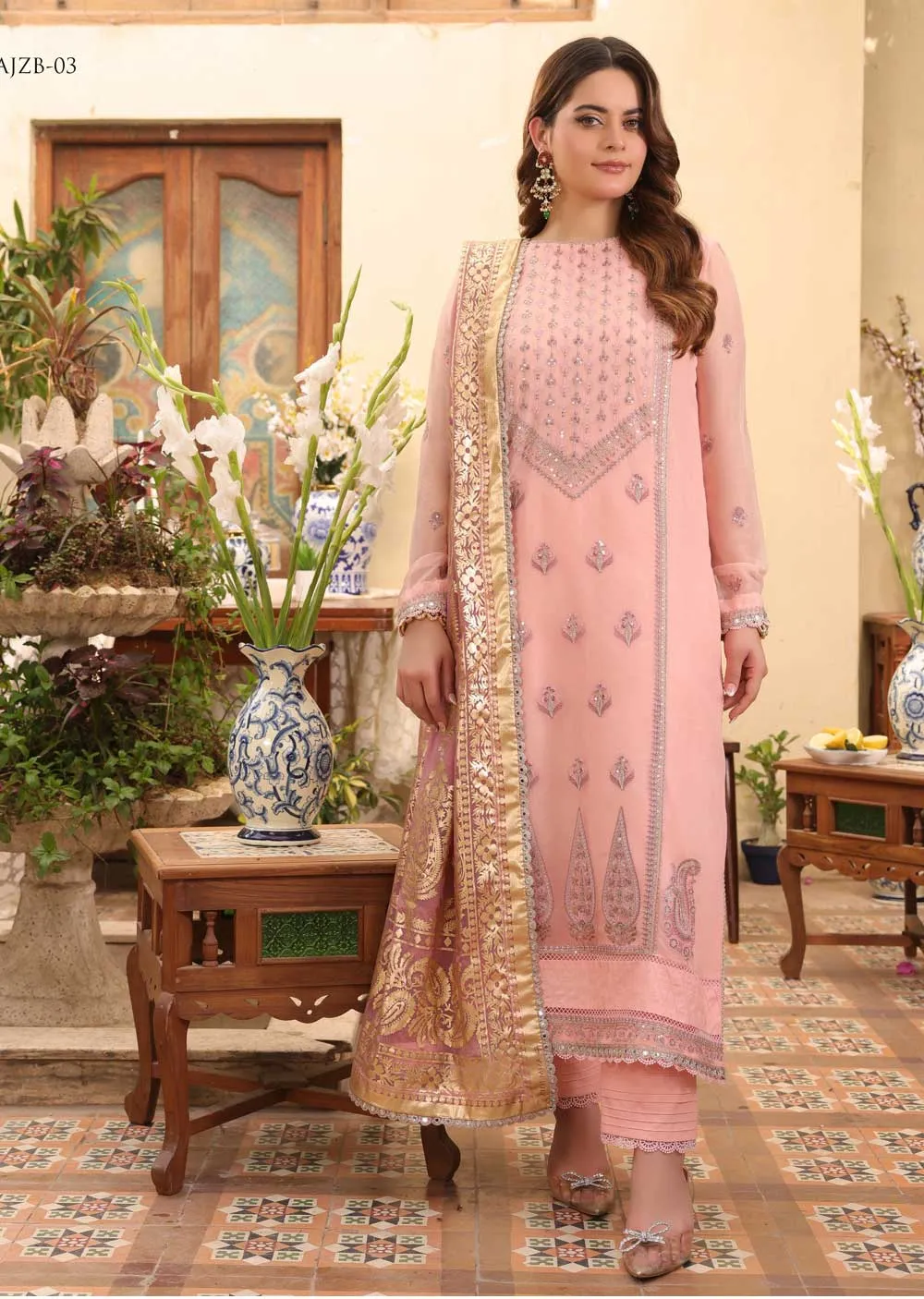 AJZB-03 - Unstitched - Zarq Barq Collection by Asim Jofa 2023