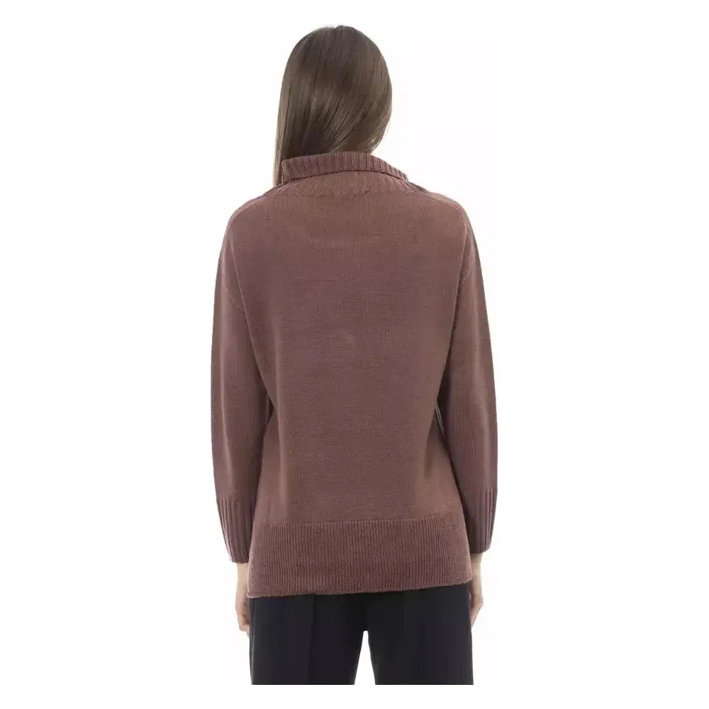 Alpha Studio Brown Merino Wool Women Sweater