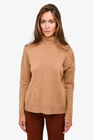 Altuzarra Brown Wool/Cashmere Bird Knit Turtle Neck Sweater Size XS