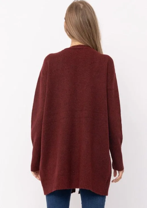 Always Classic Cozy Cardigan Sweater in Burgundy~FINAL SALE