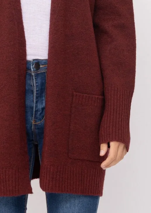 Always Classic Cozy Cardigan Sweater in Burgundy~FINAL SALE