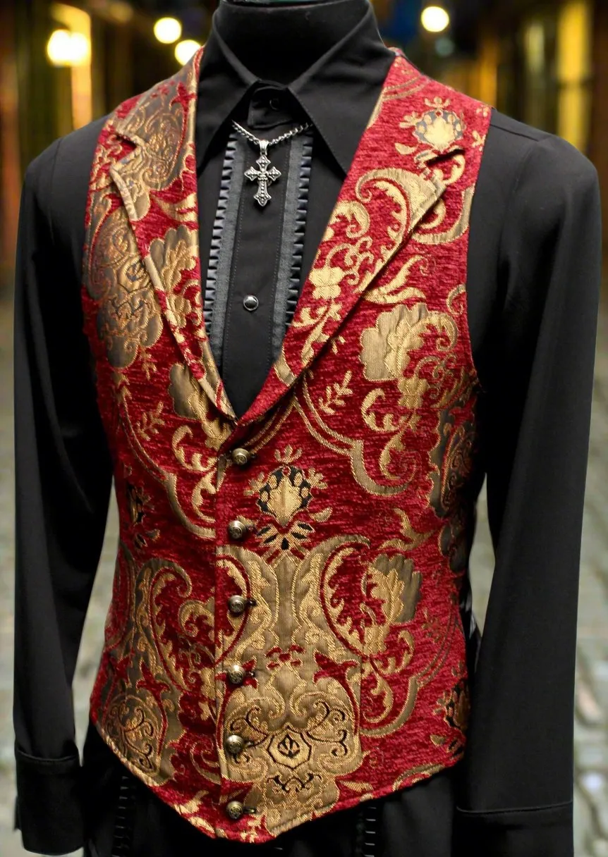 ARISTOCRAT VEST - GOLD/RED TAPESTRY