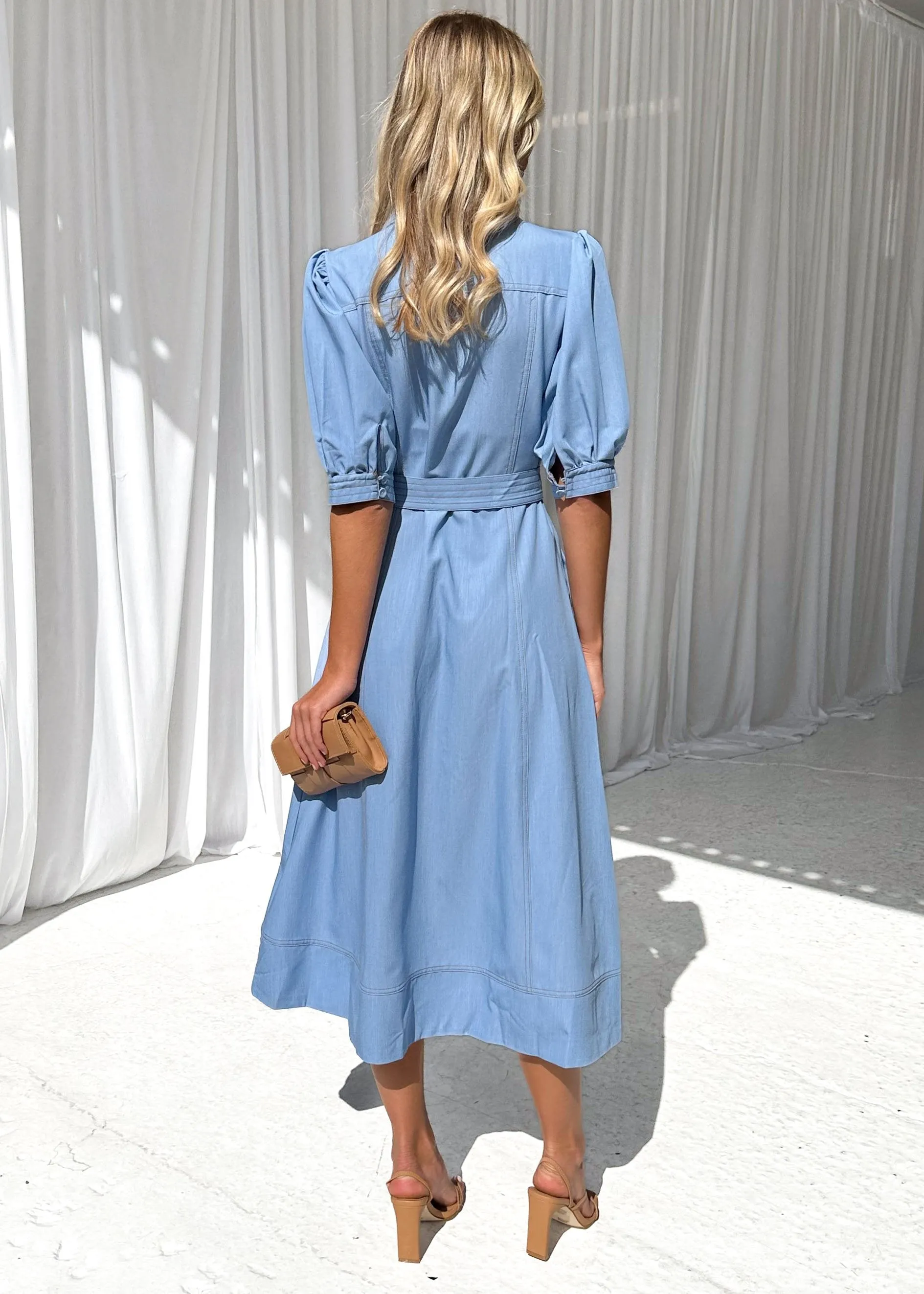 Augusta Midi Dress - Light Denim