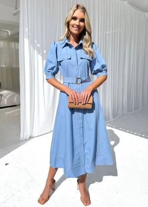 Augusta Midi Dress - Light Denim