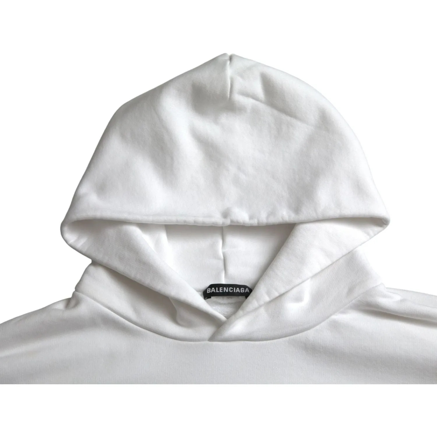 Balenciaga White Cotton Logo Hooded Pullover Sweatshirt Sweater