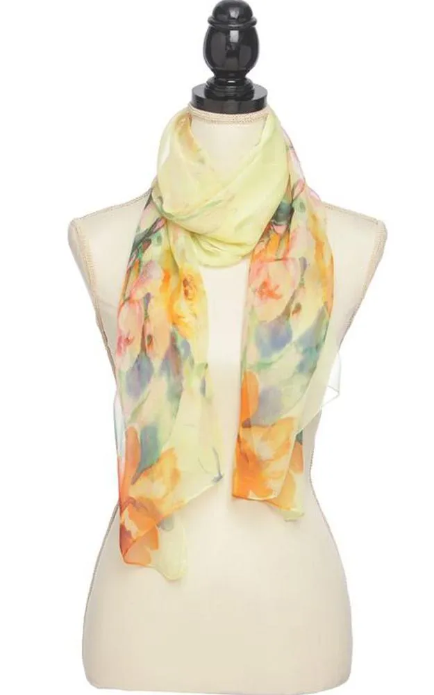 BASC4898 Silky Flower Oblong Scarf