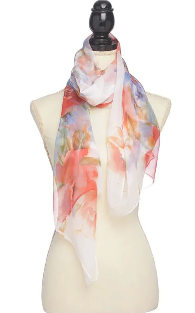 BASC4898 Silky Flower Oblong Scarf