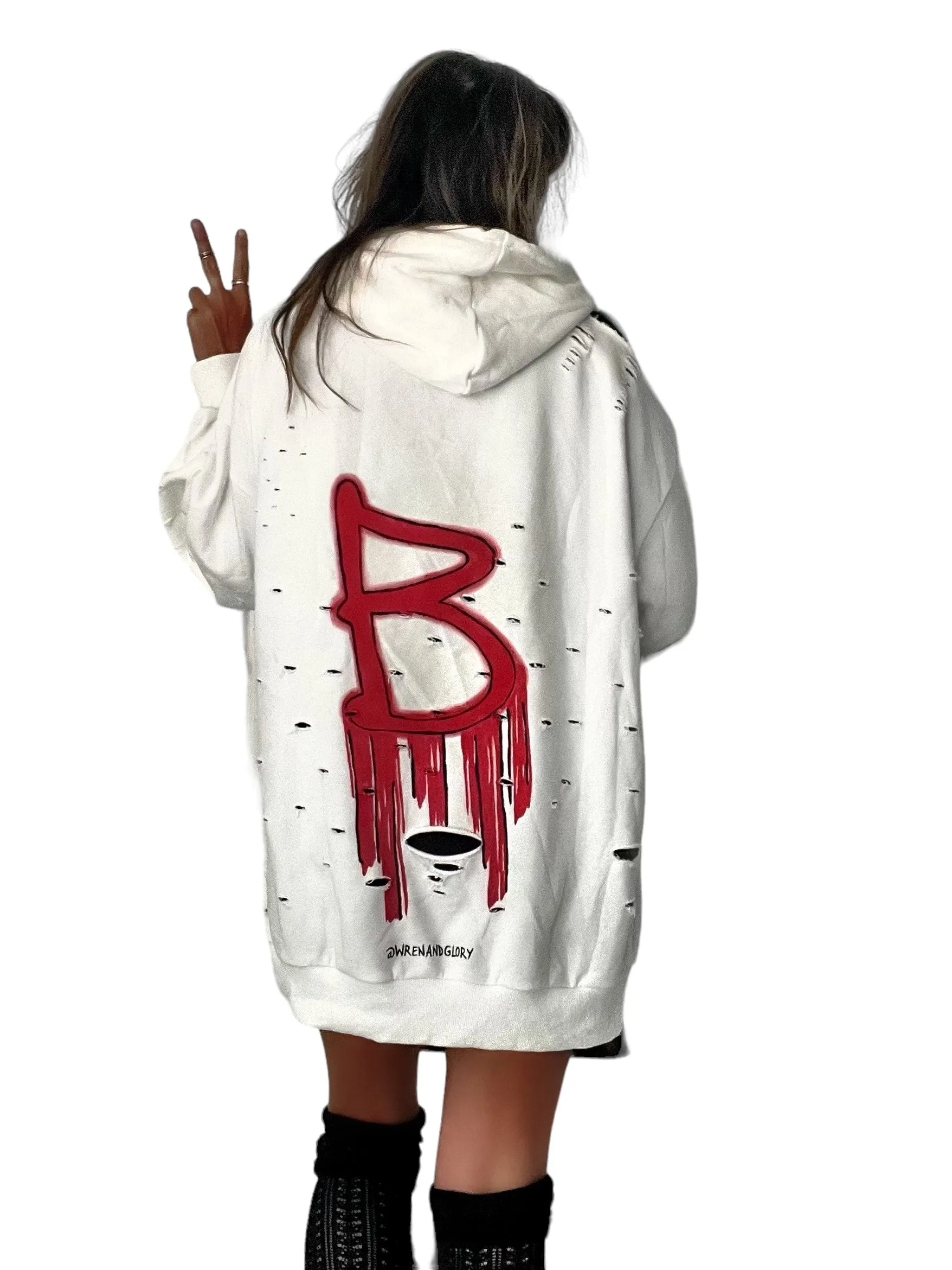 'Basic But Graffiti' White Personalized Hoodie