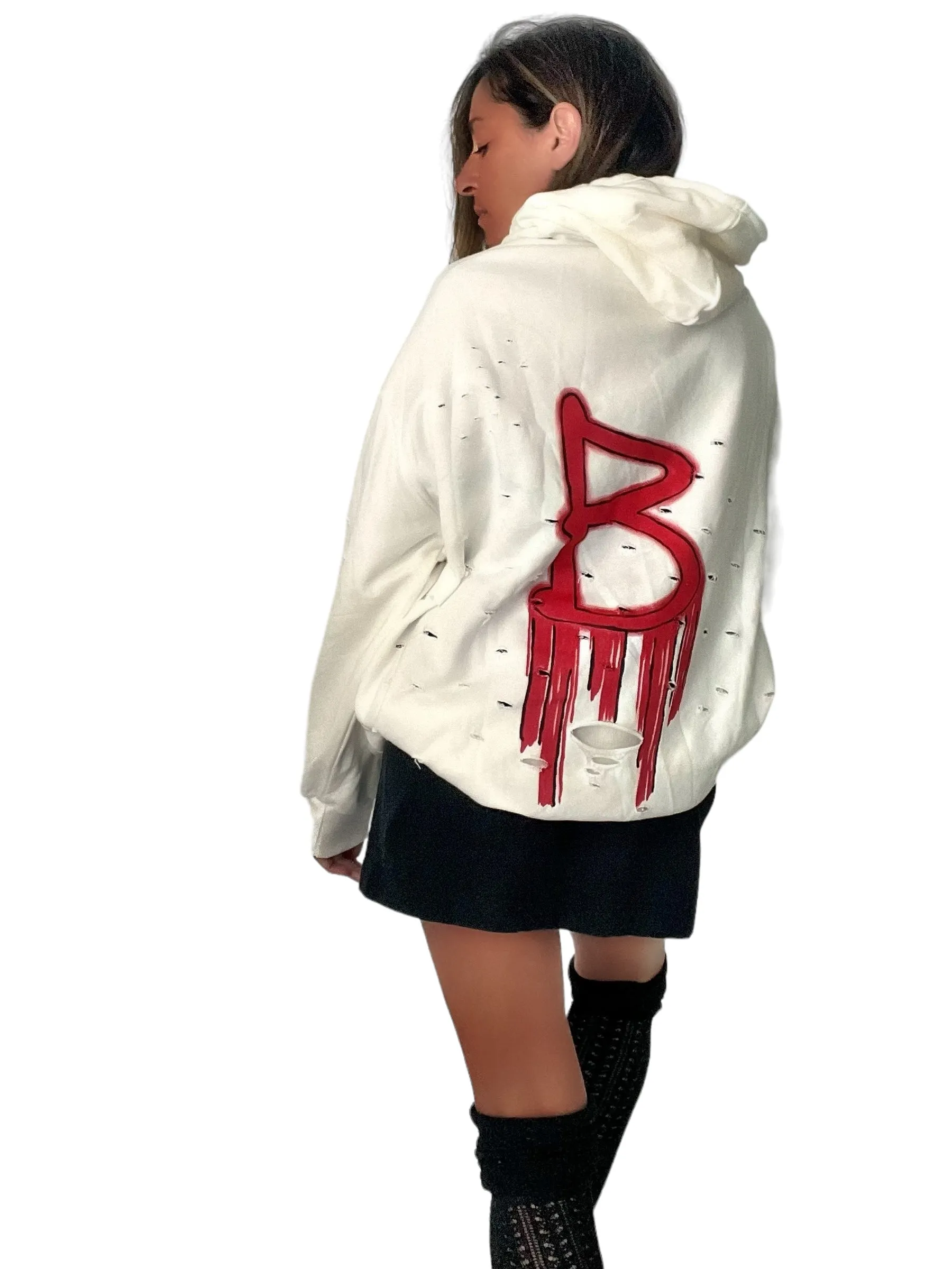 'Basic But Graffiti' White Personalized Hoodie