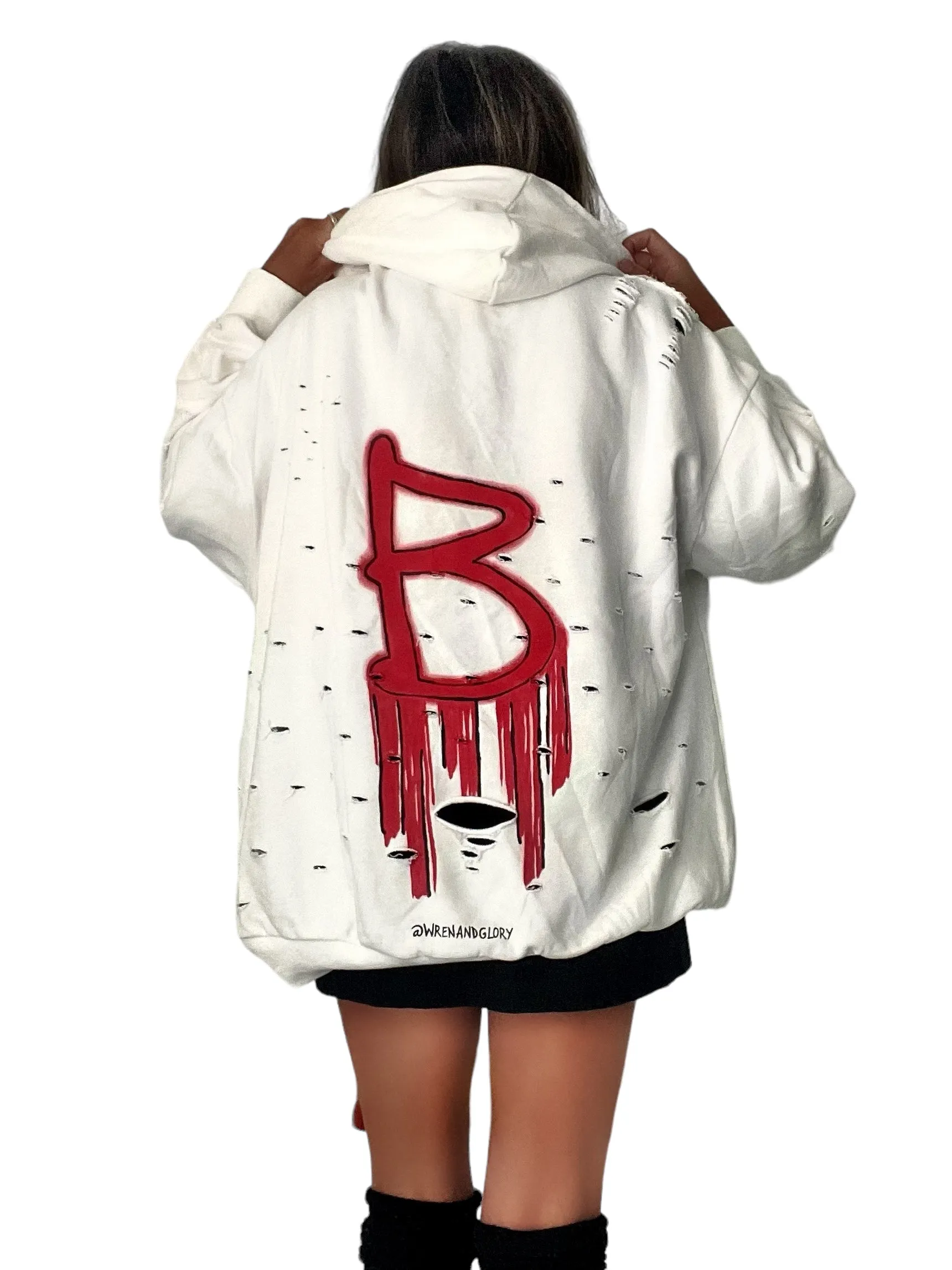 'Basic But Graffiti' White Personalized Hoodie