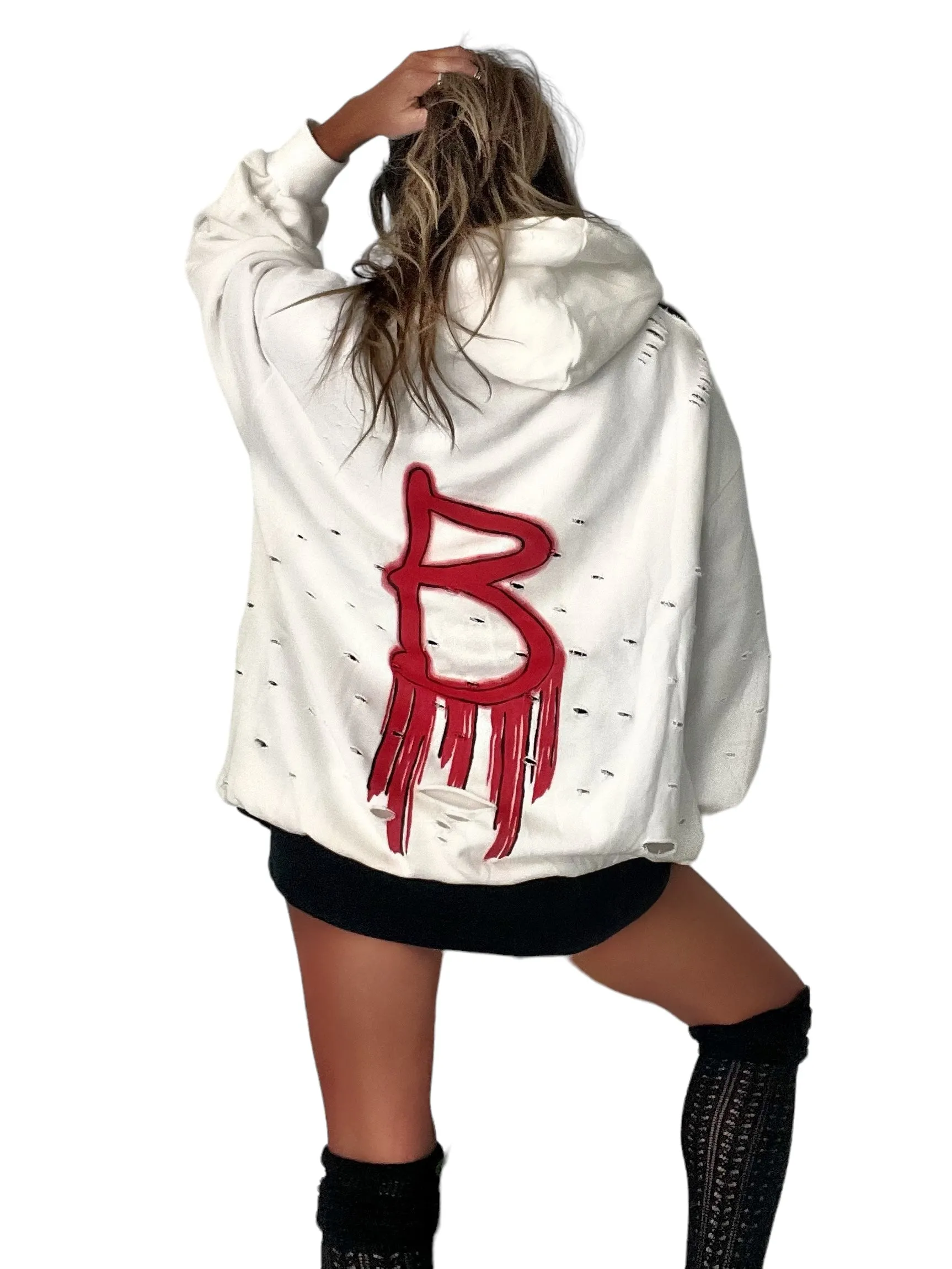 'Basic But Graffiti' White Personalized Hoodie