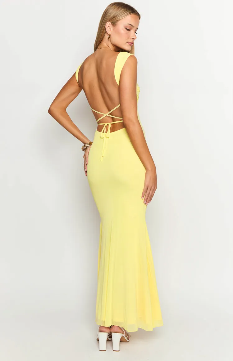 Beverley Yellow Mesh Maxi Dress