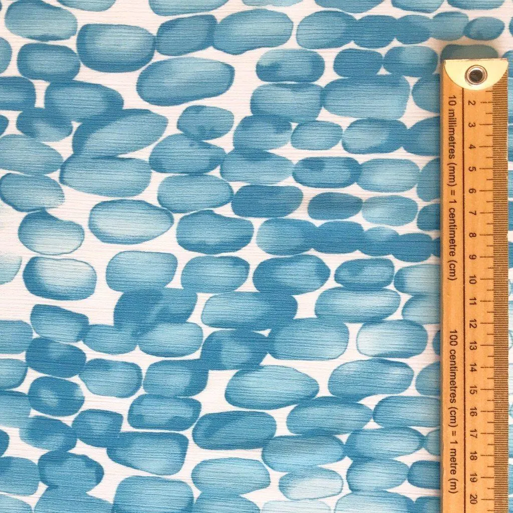 Blue Pebbles Crinkle Chiffon Fabric