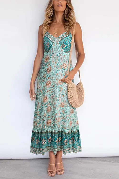 Boho Print Slip Maxi Dress