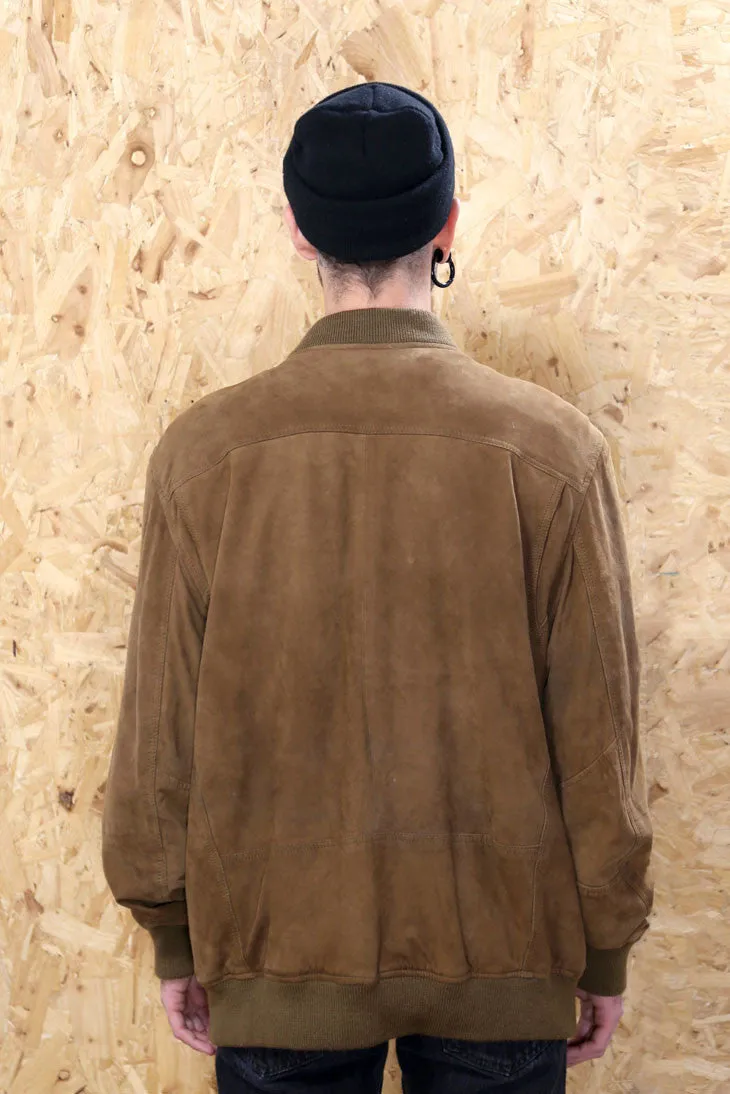 Brown Suede Bomber Jacket