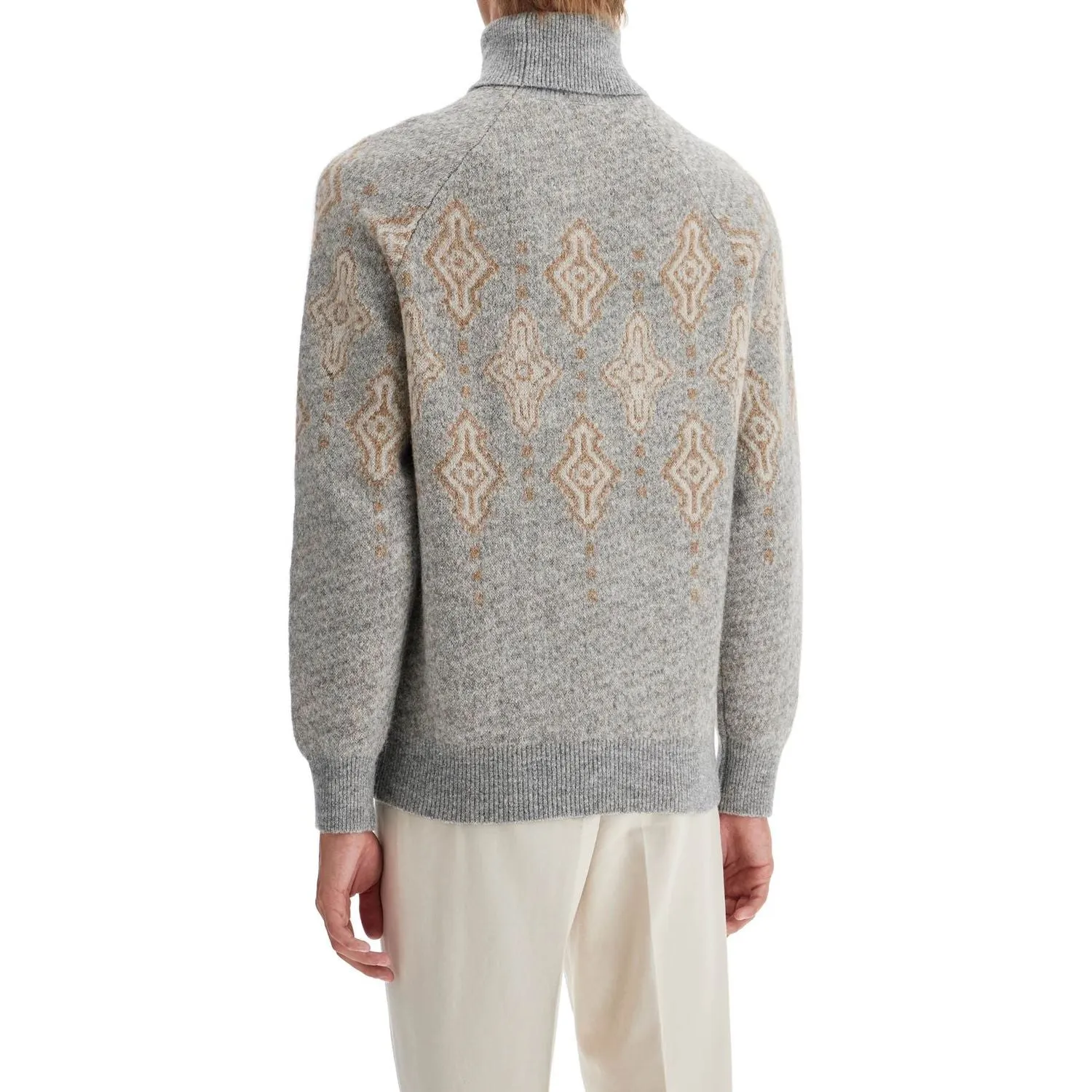 Brunello Cucinelli geometric jacquard turtleneck sweater