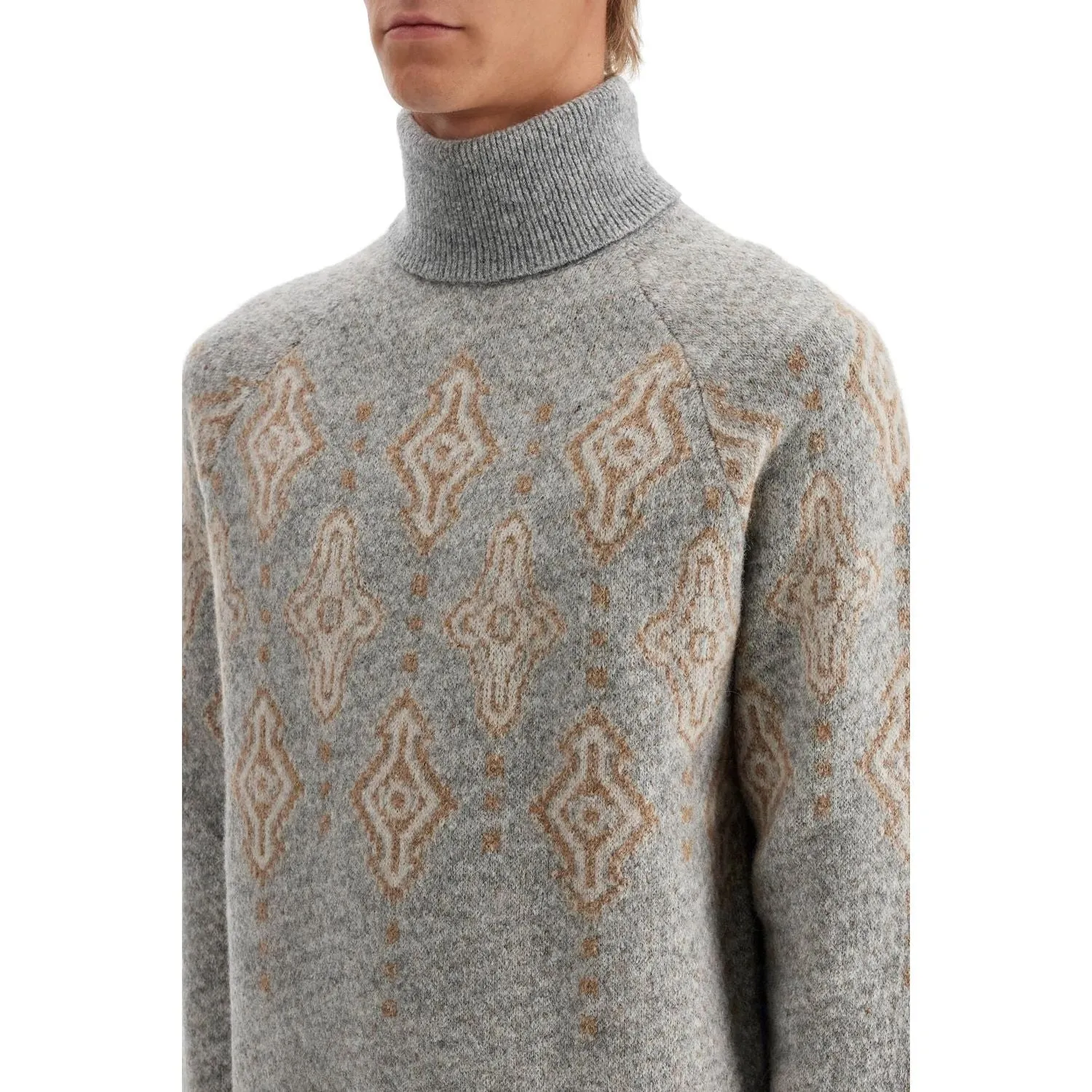 Brunello Cucinelli geometric jacquard turtleneck sweater