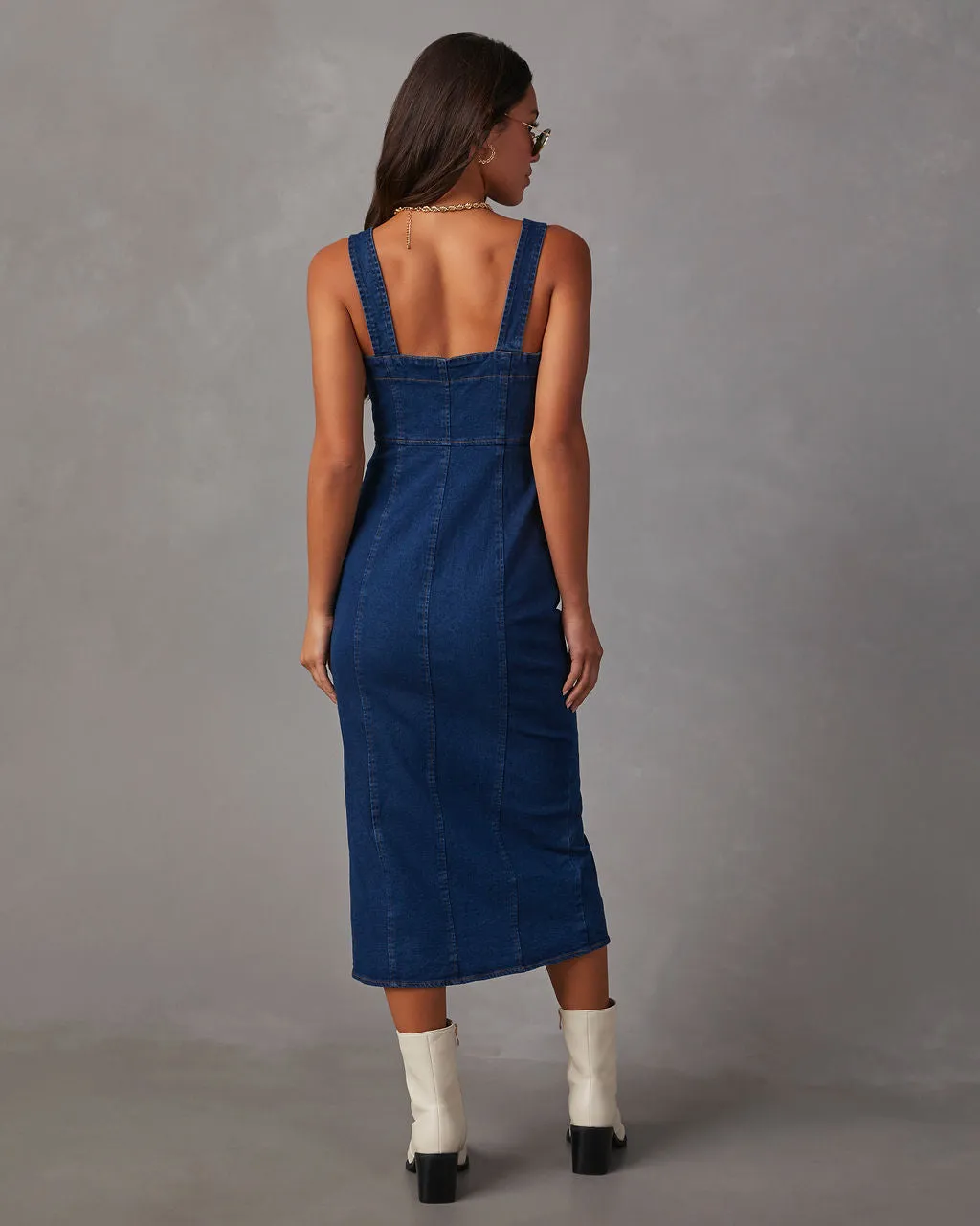 Camden Denim Button Front Midi Dress