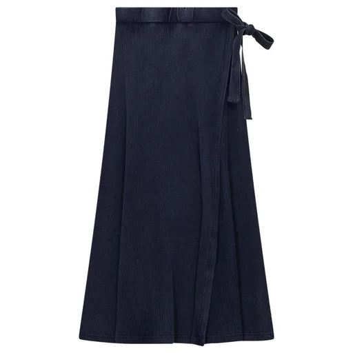 Denim Wrap Midi Skirt