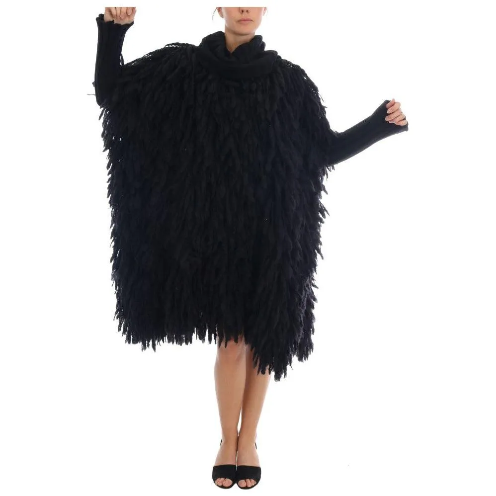 Dolce & Gabbana Elegant Black Fringed Wool-Cashmere Sweater