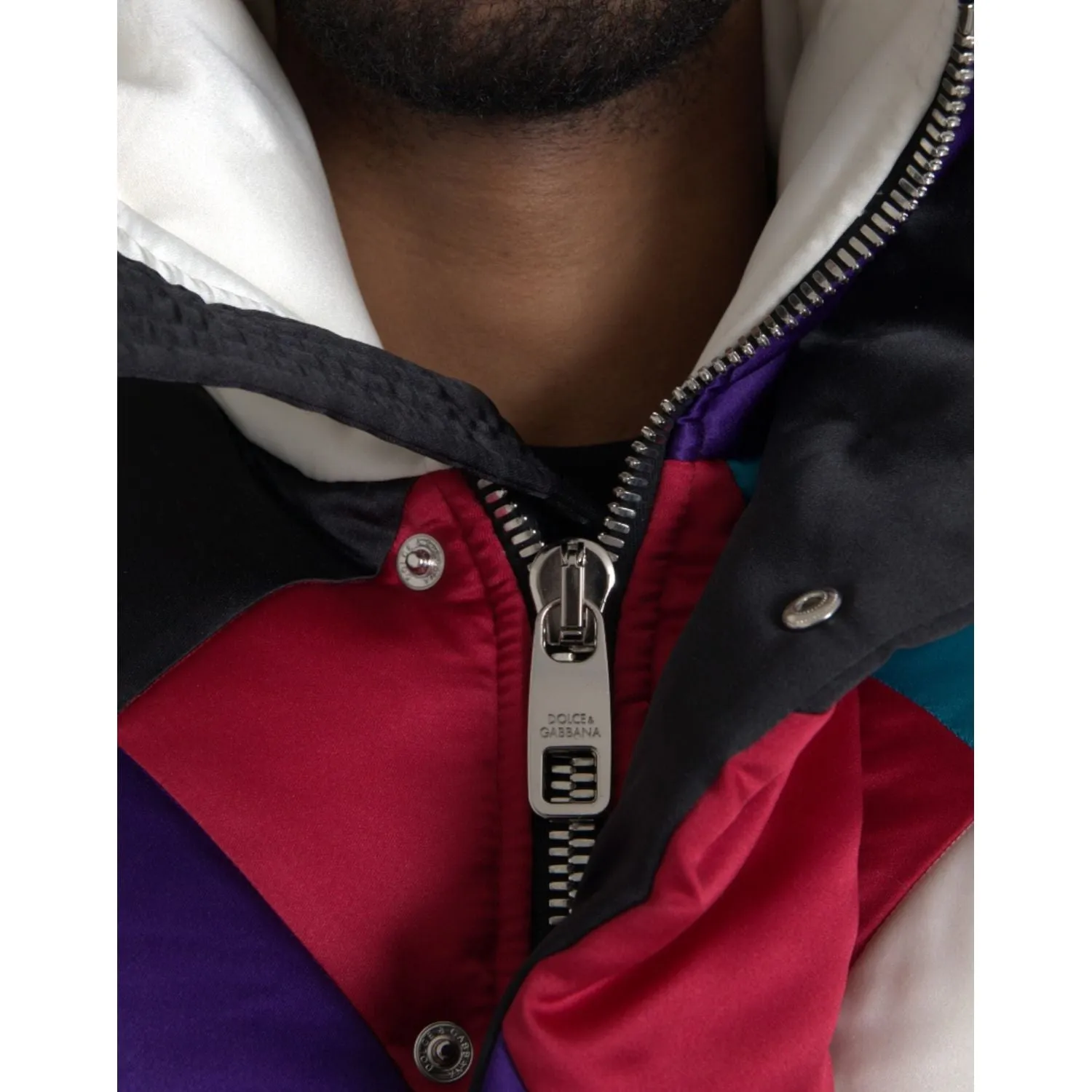 Dolce & Gabbana Multicolor Logo Windbreaker Puffer Jacket