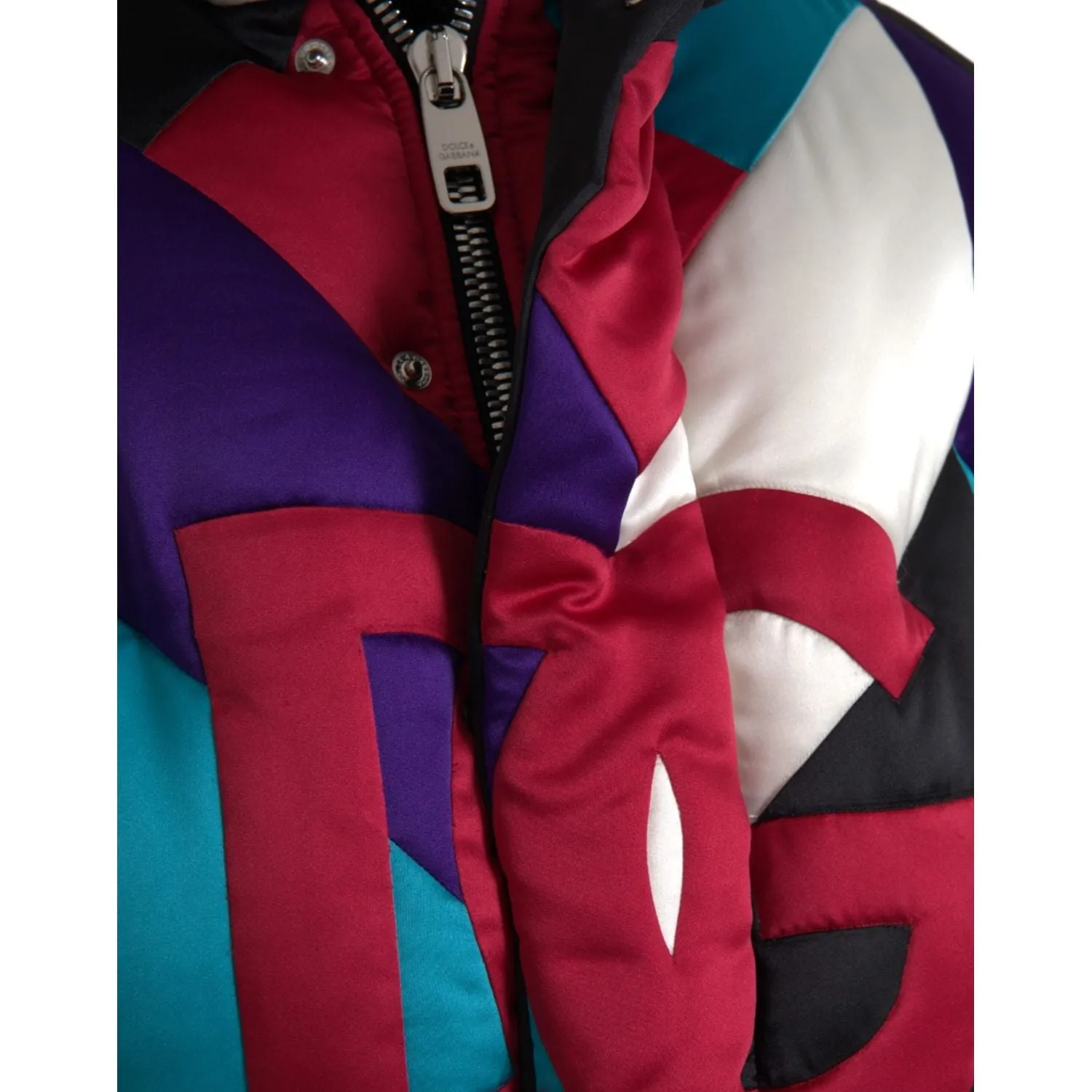 Dolce & Gabbana Multicolor Logo Windbreaker Puffer Jacket