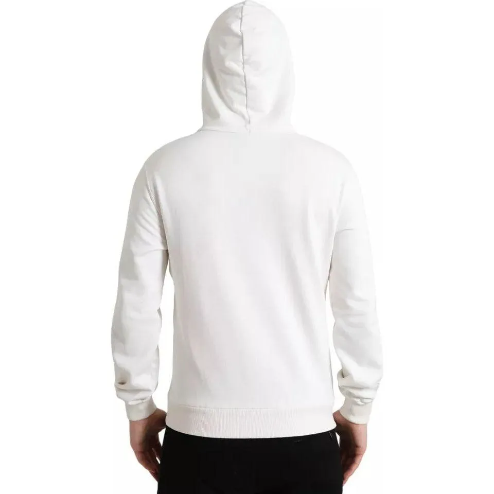 Dolce & Gabbana White Caesar Cotton Hooded Pullover Sweater