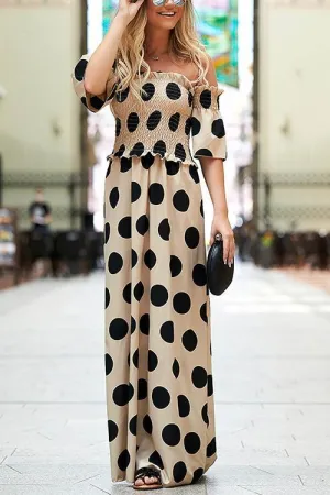 Dot Off Shouler Maxi Dress