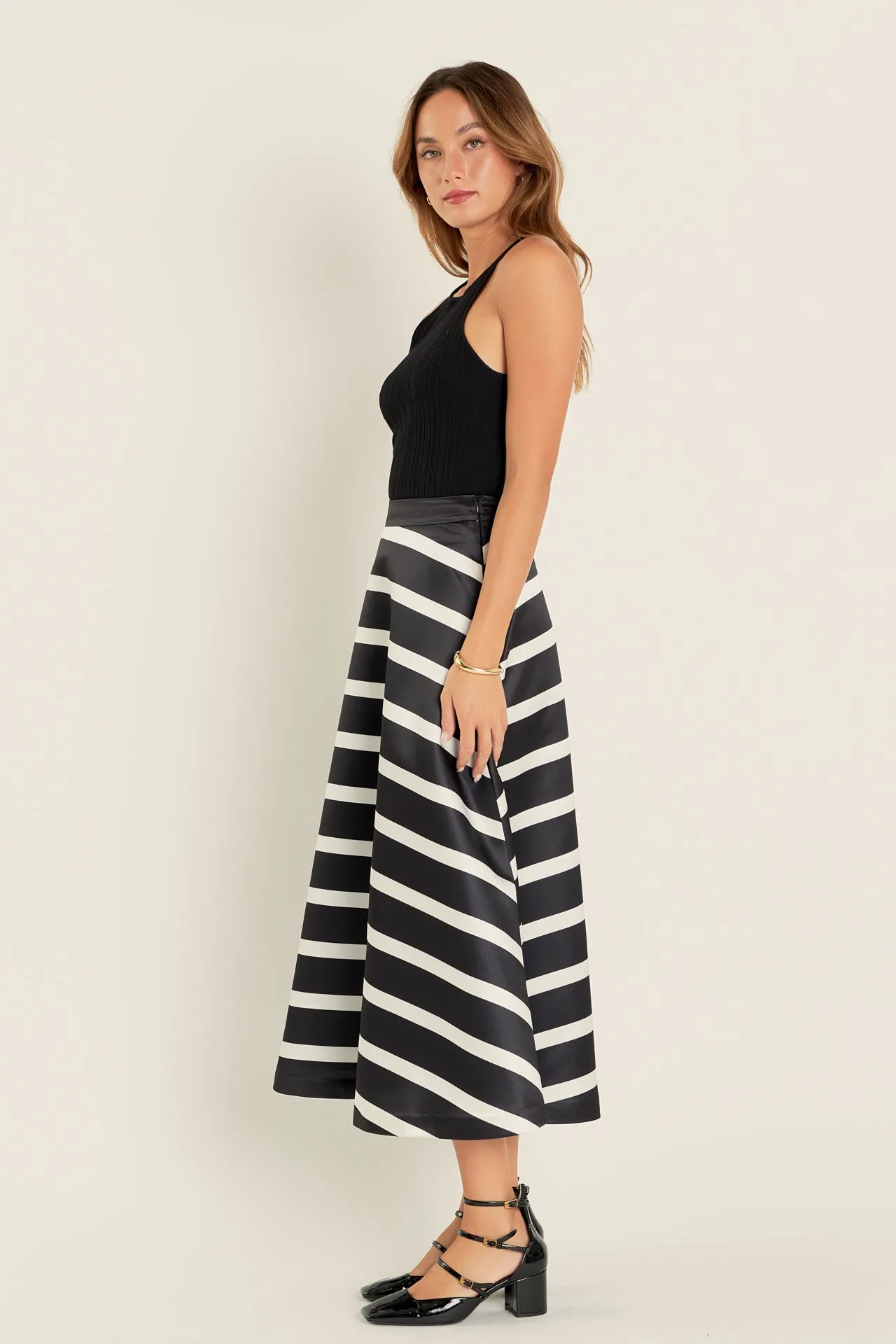 English Factory - Stripe Full Midi Skirt