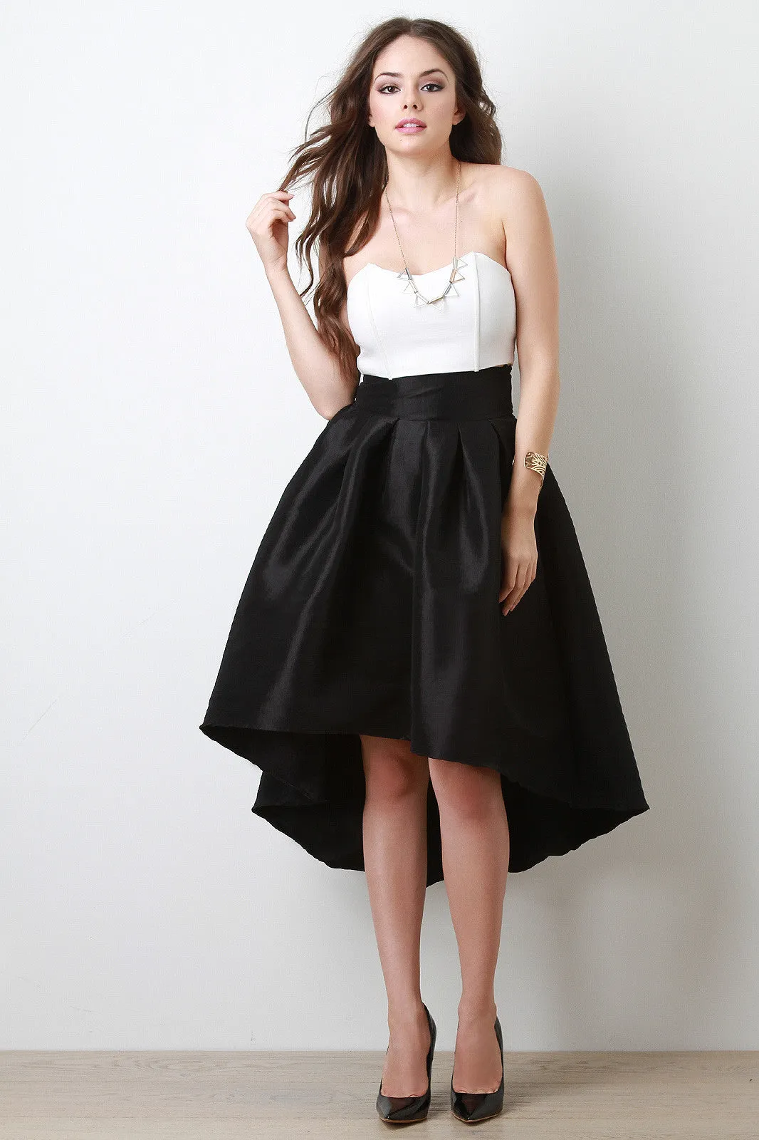 Evening Taffeta Pleated High-Low Skirt