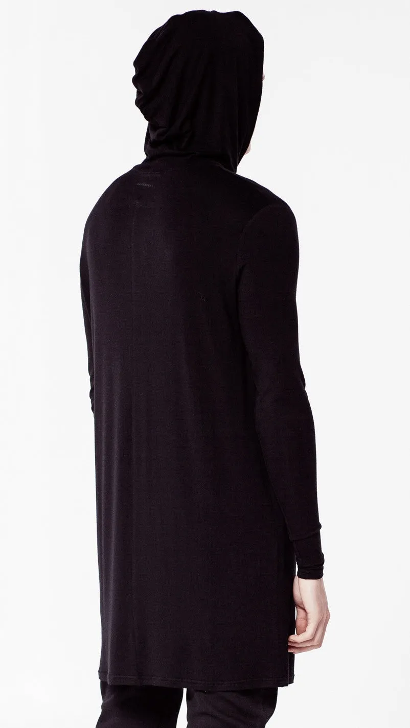 Extended Essential Hooded Long Sleeve Drop Back Under T-shirt Viscose Tee