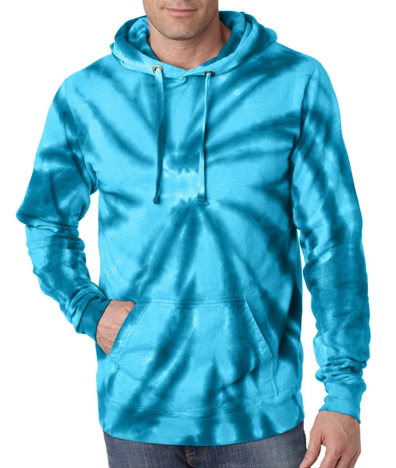 gildan tie-dye adult pinwheel hooded sweatshirt - turquoise (xl)