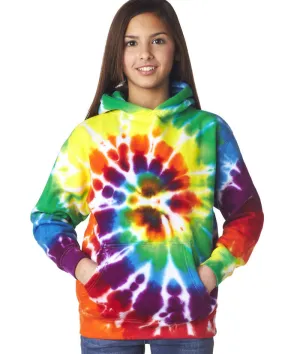 gildan tie-dye youth hooded sweatshirt - rainbow (m)