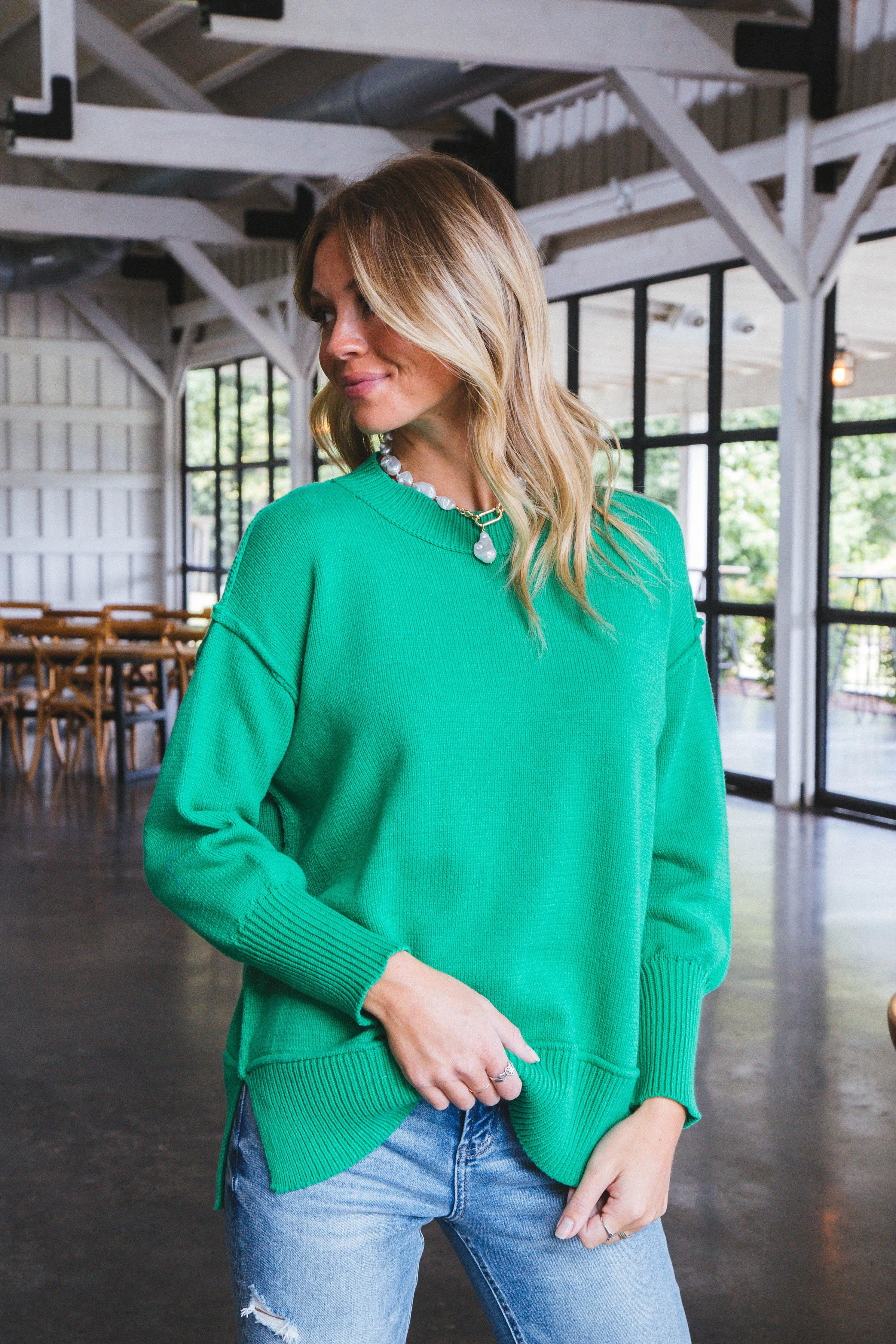 Giuliana Boxy Sweater, Green