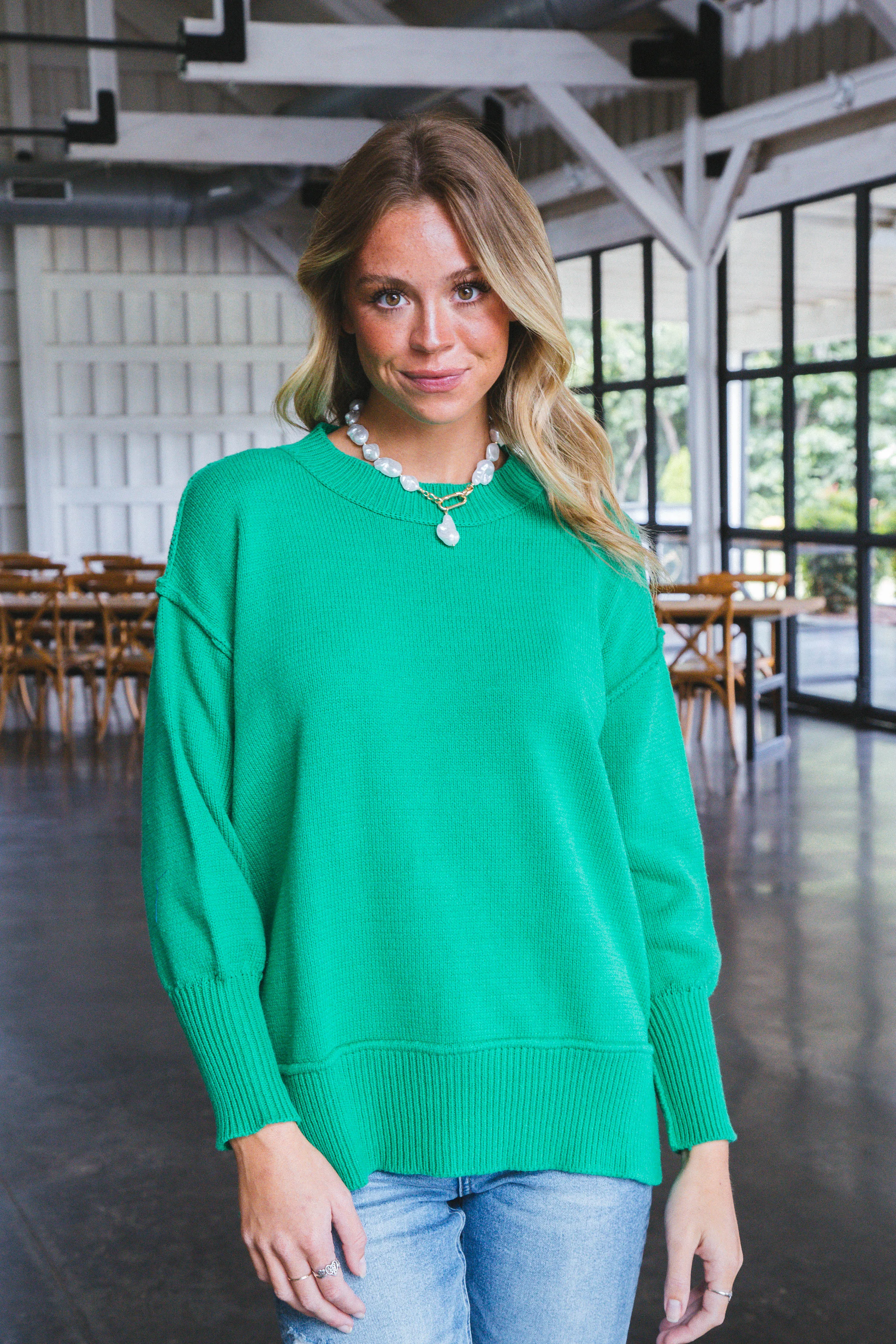 Giuliana Boxy Sweater, Green