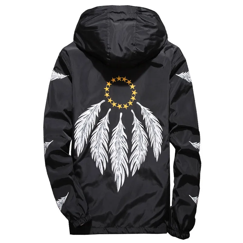 Large Size Hooded Jacket Print Jacket