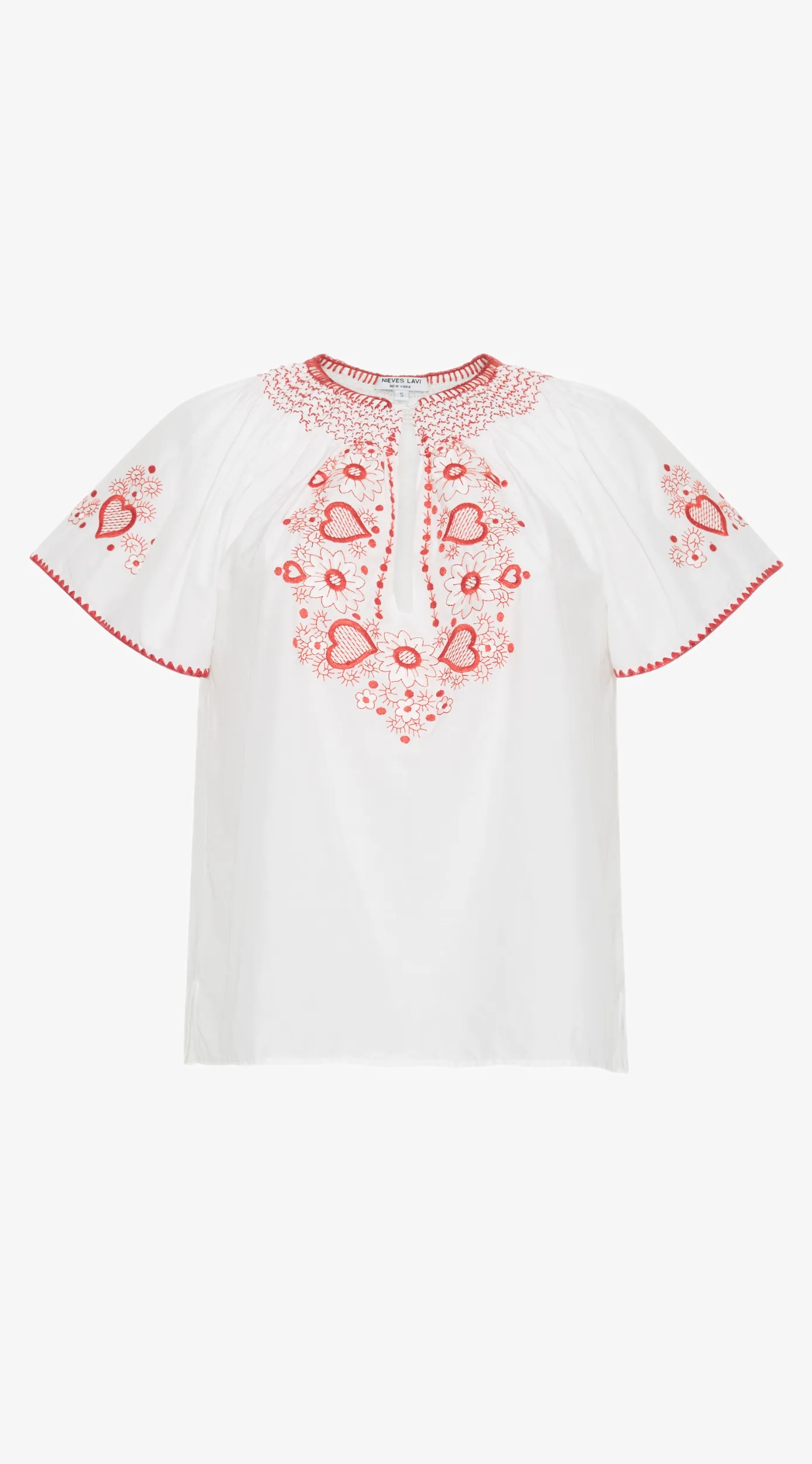 Love Embroidered Cotton Top | Red