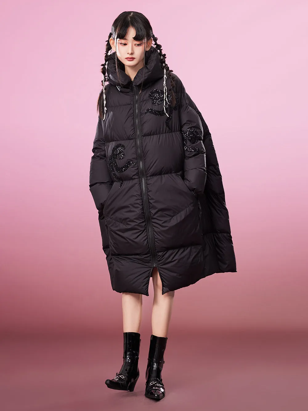 MUKZIN Chic Long Neo-Chinese Style Goose Down Jacket