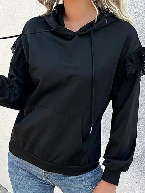 New women’s long-sleeved solid color hooded sweater