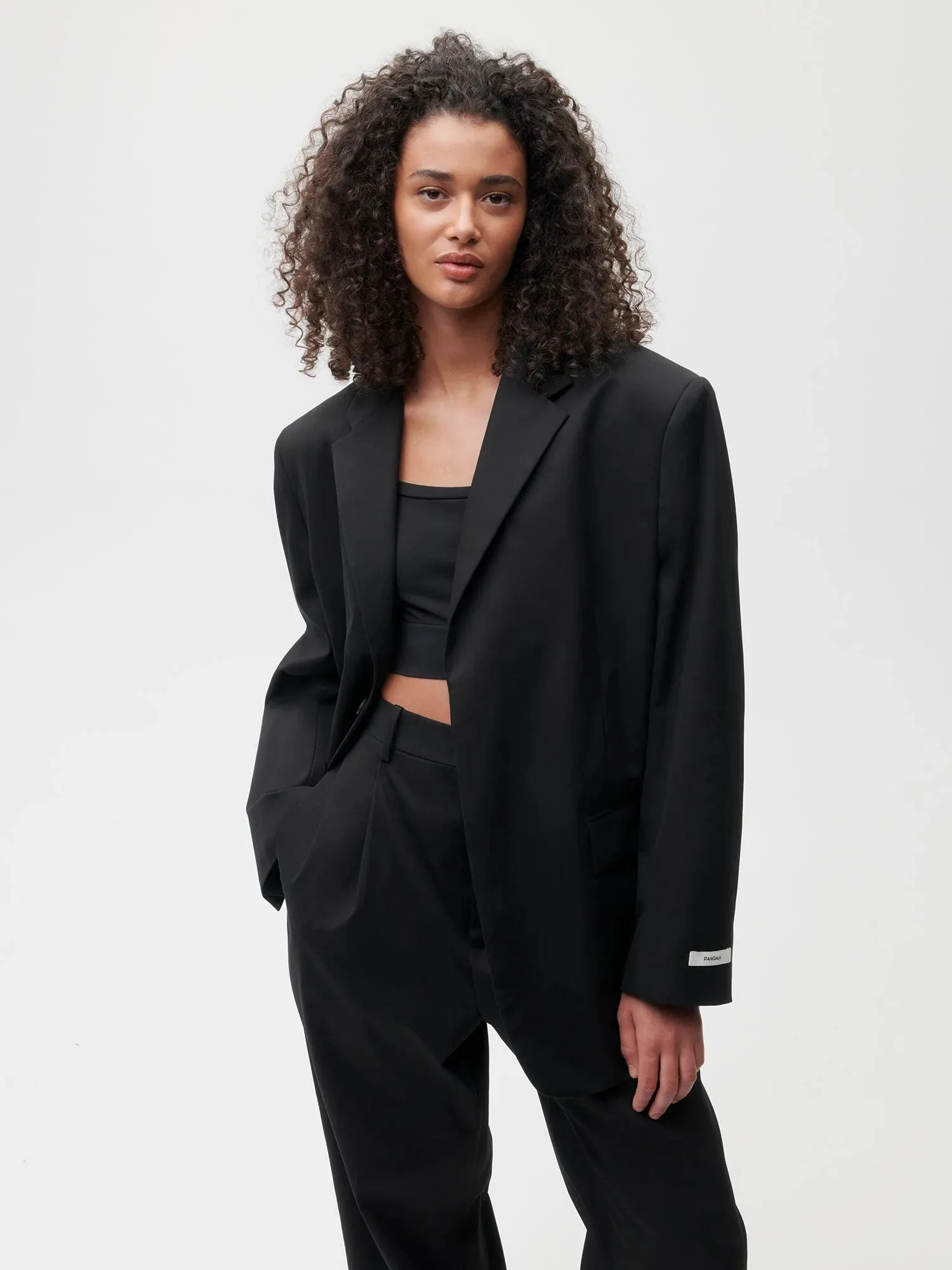 Organic Cotton Oversized Tailored Jacket—black