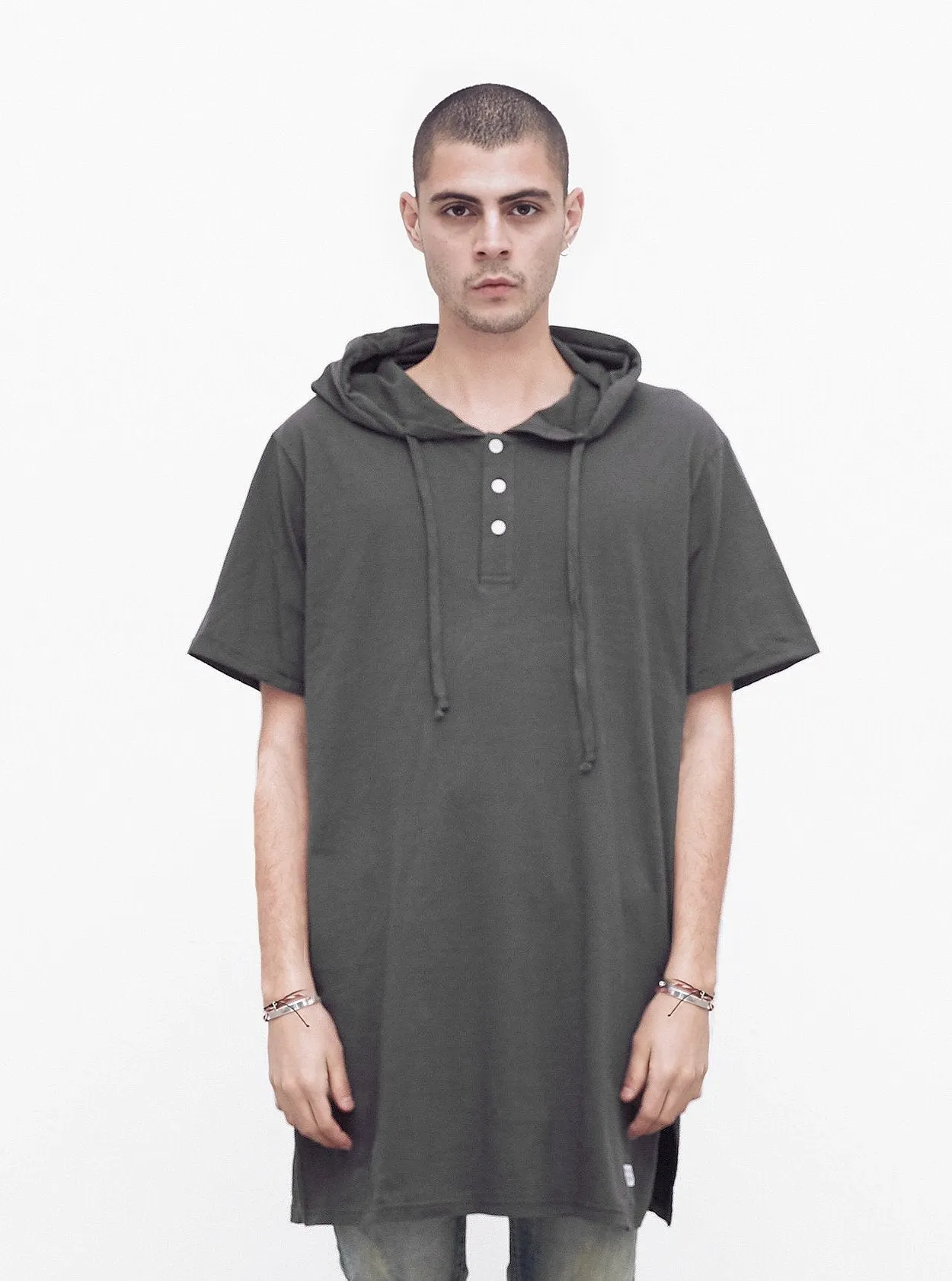 Oversized Kurta Hoodie in Gunmetal Gray