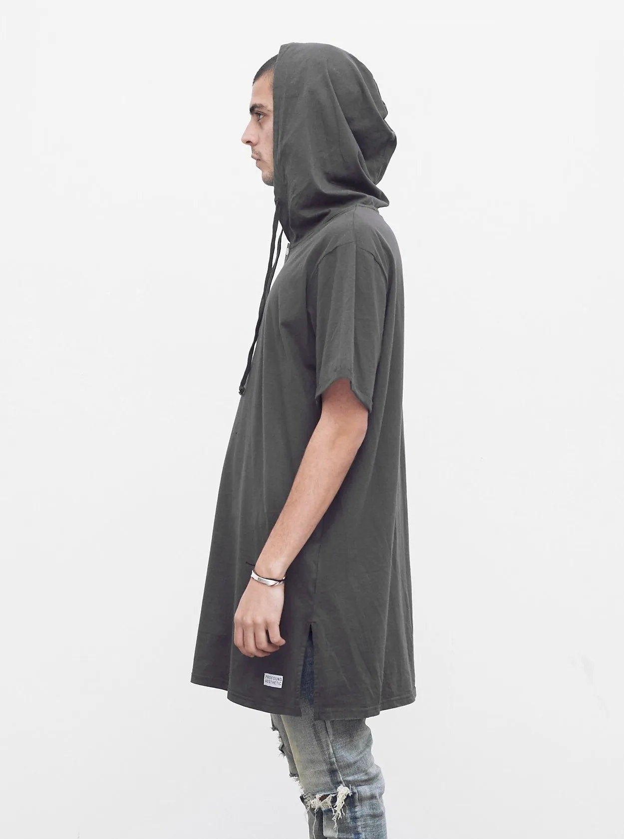 Oversized Kurta Hoodie in Gunmetal Gray