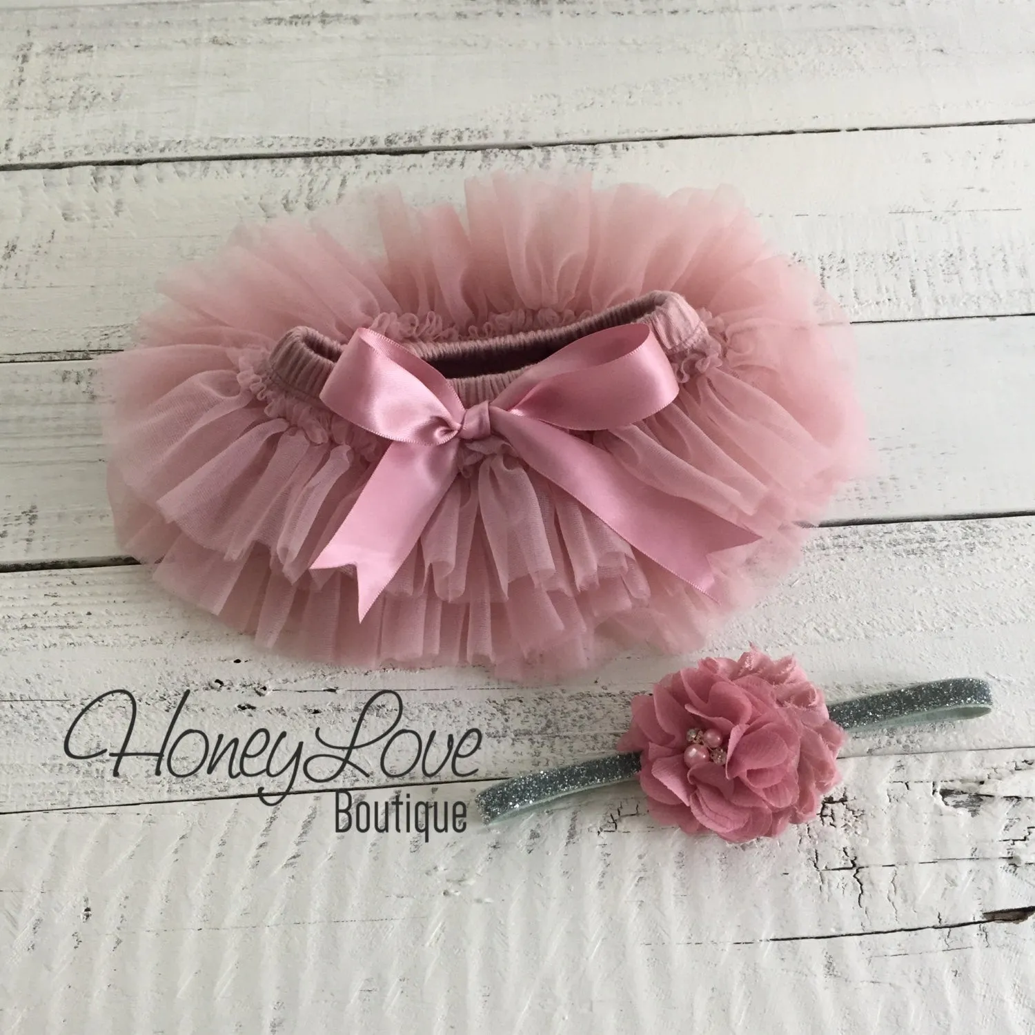 PERSONALIZED Name Outfit - Silver Glitter and Vintage Pink