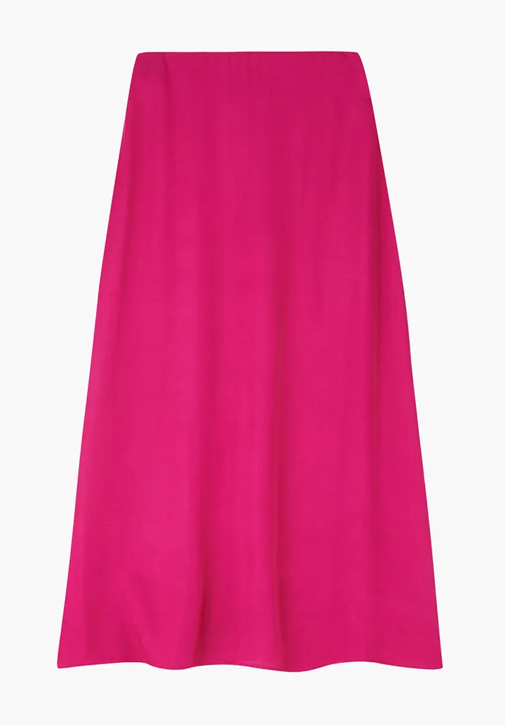 Poppy Bias Cut Midi Skirt In PInk